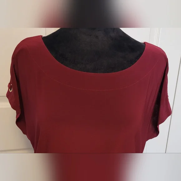 🔥2For$20 Lily Star Blouse Size Medium Dark Red Burgandy NEW - Picture 5 of 6